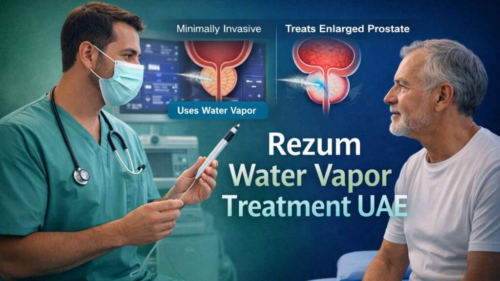 Doctor explaining Rezum water vapor therapy for enlarged prostate to a patient