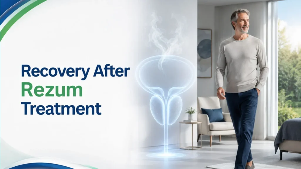 Recovery after Rezum treatment banner showing post-treatment healing and urinary recovery