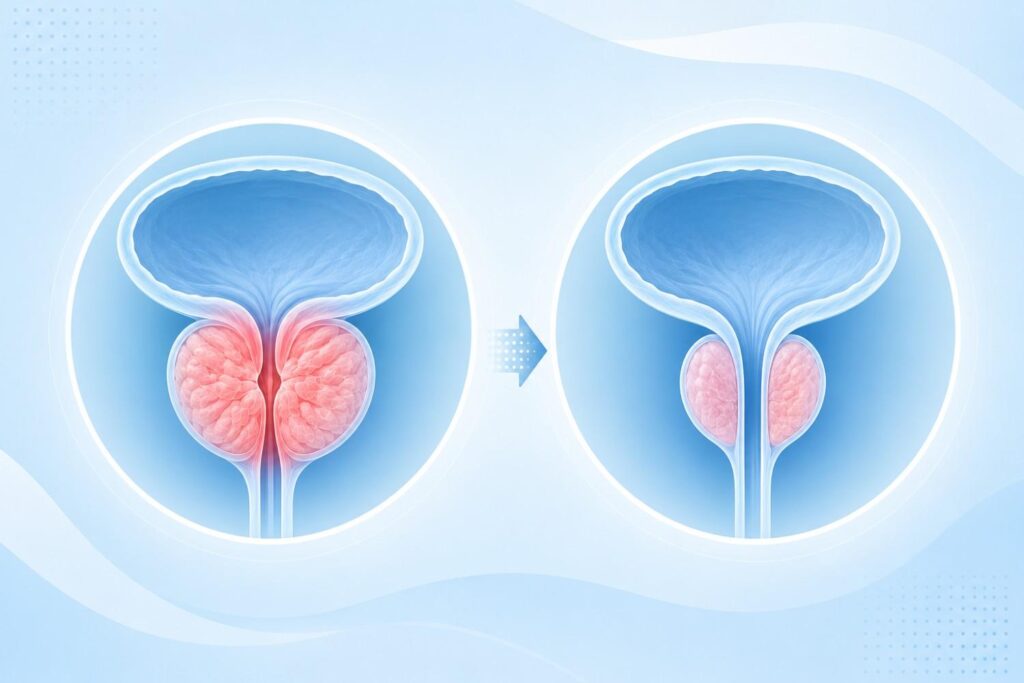 BPH treatment in Sharjah before and after enlarged prostate illustration