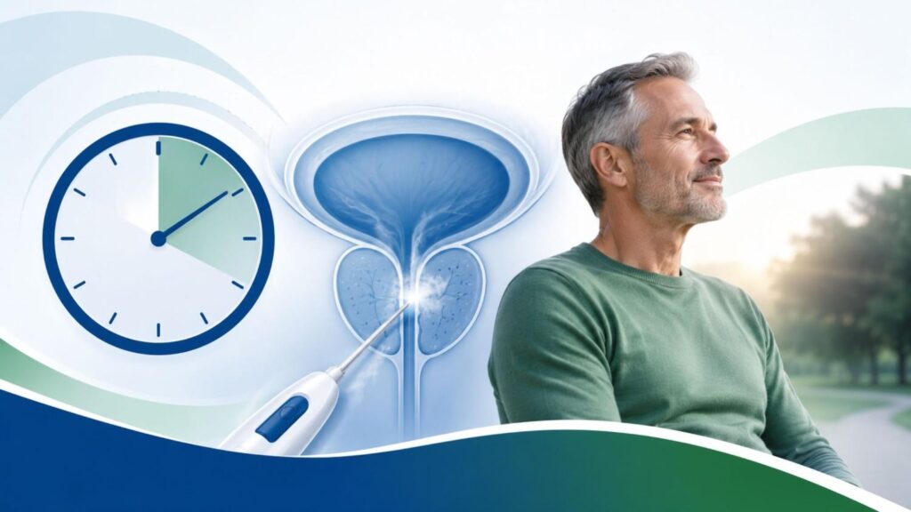 How Long Does Rezum Treatment Take? Visual of Rezum prostate treatment, procedure timing, and recovery