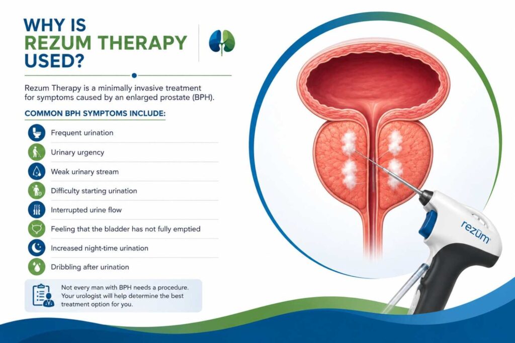 Why is Rezum therapy used for enlarged prostate symptoms